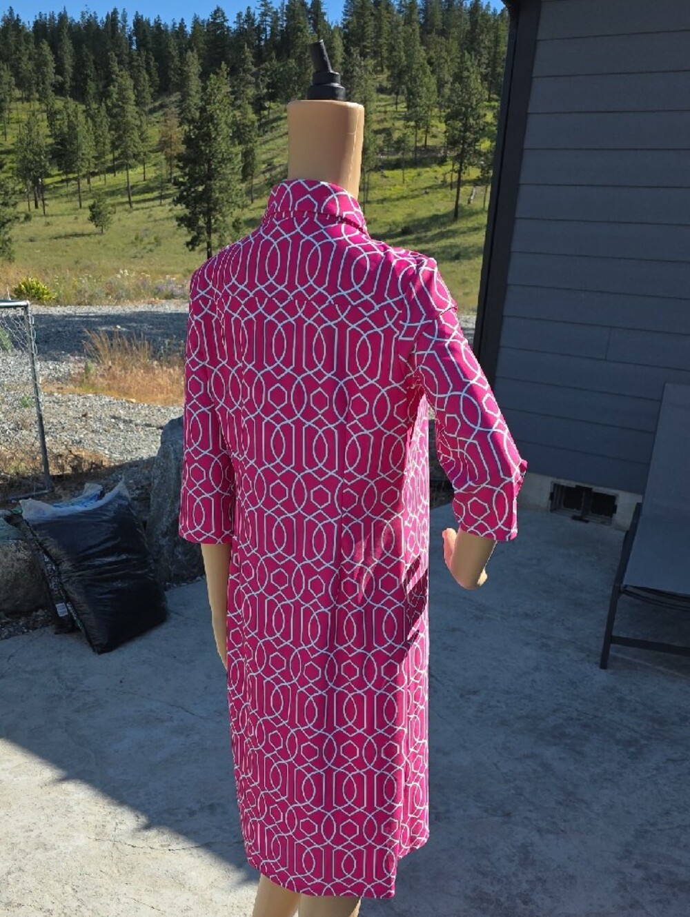 Jude Connally Hot Pink Geometric Shirt Dress - Picture 4 of 5